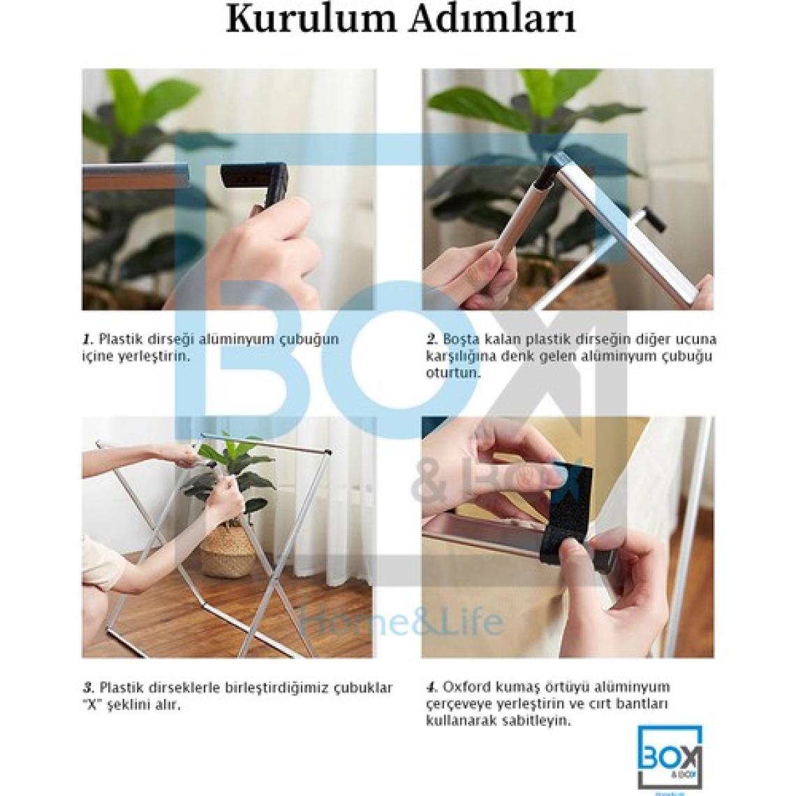 Box&Box 2 Bölmeli Çamaşır ve Kirli Sepeti, Siyah Beyaz, Makinede Yıkanabilir Kumaş, 54x42x58 cm
