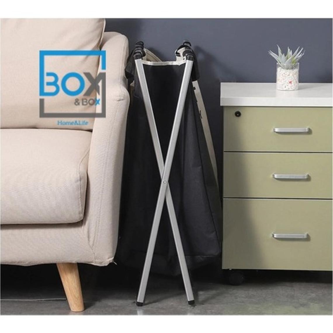 Box&Box 2 Bölmeli Çamaşır ve Kirli Sepeti, Siyah Beyaz, Makinede Yıkanabilir Kumaş, 54x42x58 cm