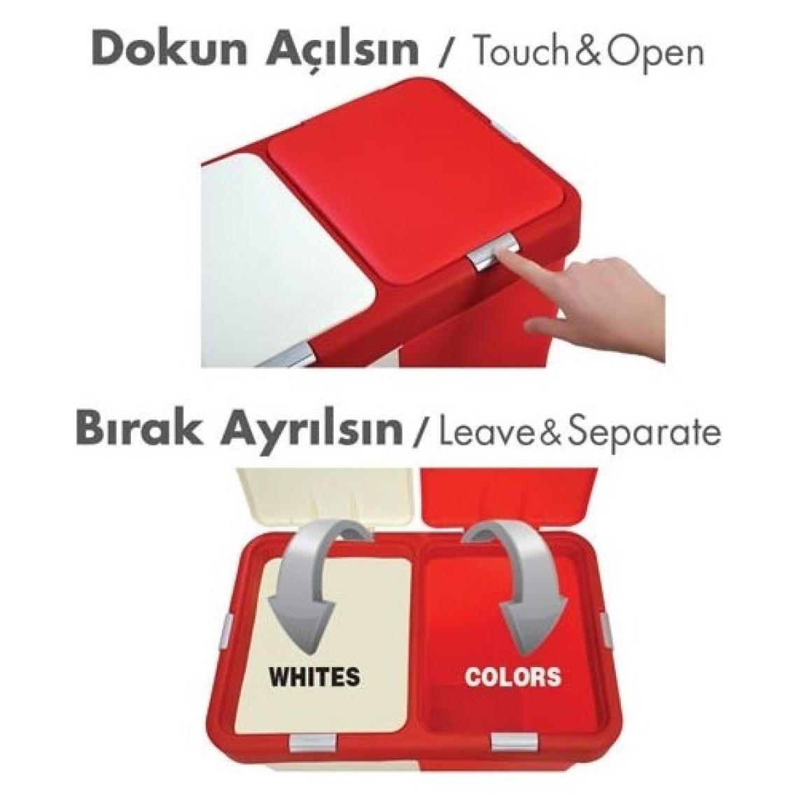 Motek Mt09 80 lt Çift Gözlü Kirli Çamaşır Sepeti Gri-Beyaz