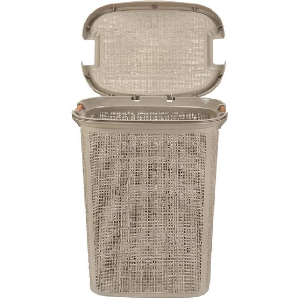 Tuffex Woow Desen Ahşap Kulplu Antistatik Kirli Çamaşır Sepeti 60 Lt - Latte