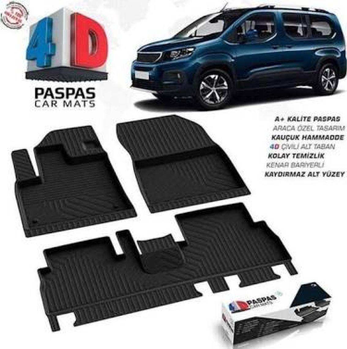OMSA Peugeot Rifter 4D Havuzlu Paspas Siyah 2019 ve Sonrası