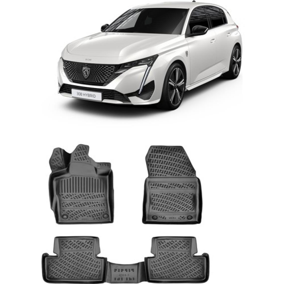 Rizline Peugeot 308 2022 Sonrası   3D Havuzlu Paspas Siyah