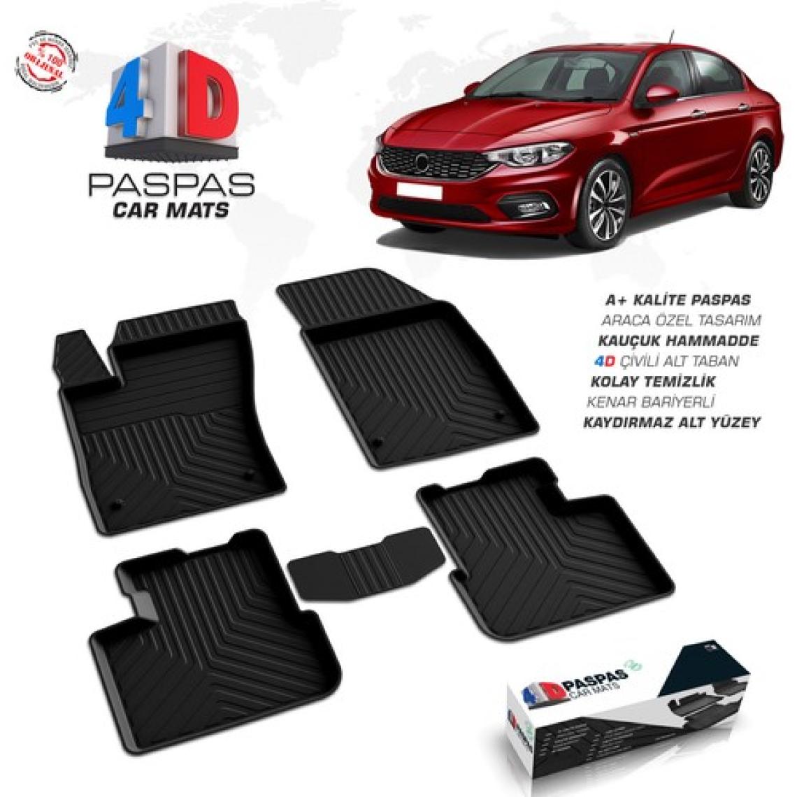 S-Dizayn S-Dizayn Fiat Egea SD 4D Havuzlu Paspas Siyah A+Kalite