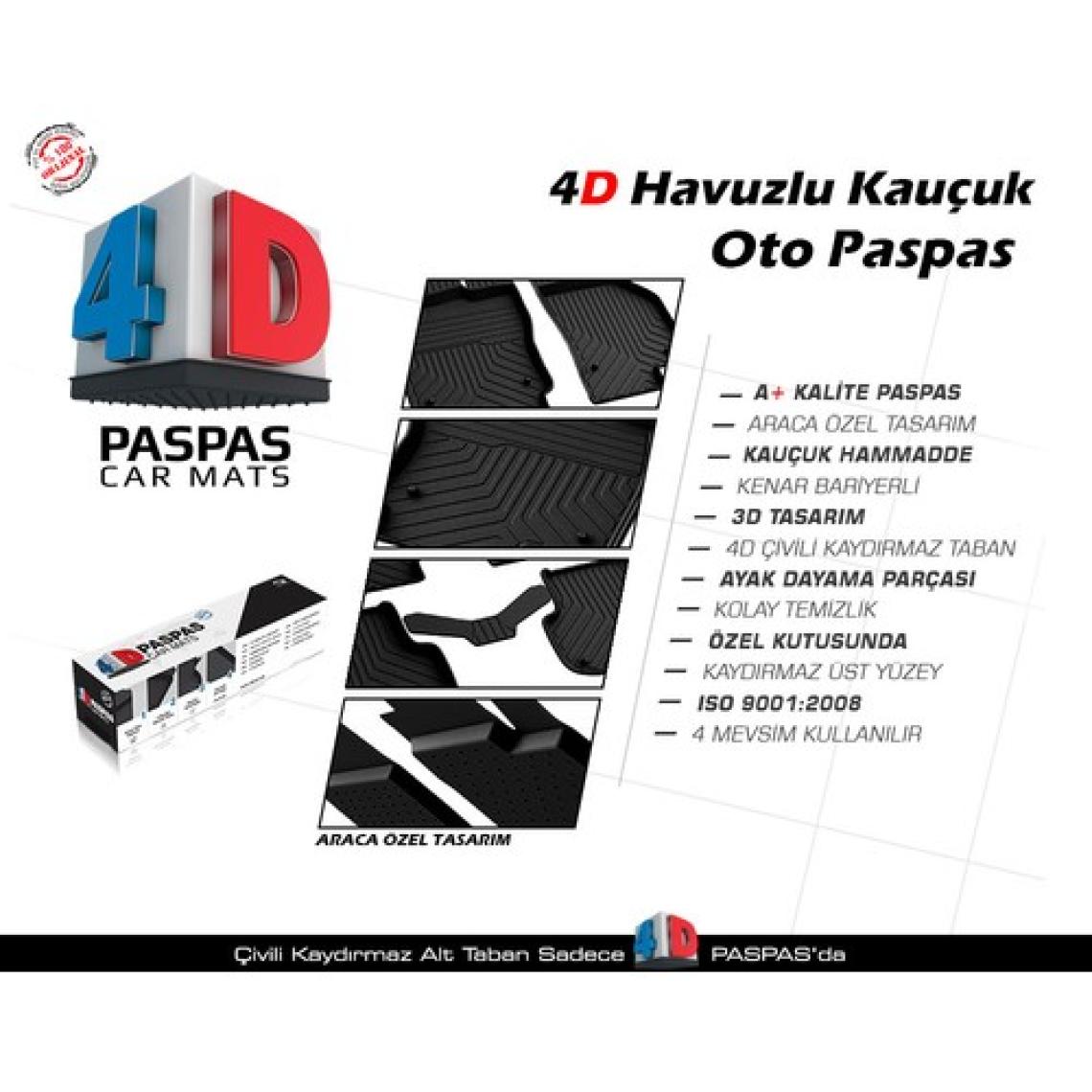 S-Dizayn S-Dizayn Fiat Egea SD 4D Havuzlu Paspas Siyah A+Kalite