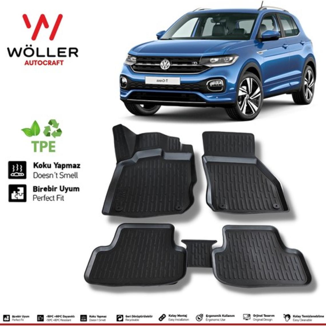 Wöller Vw T Cross Paspas 2022 Sonrası 3D Havuzlu Wöller Paspas