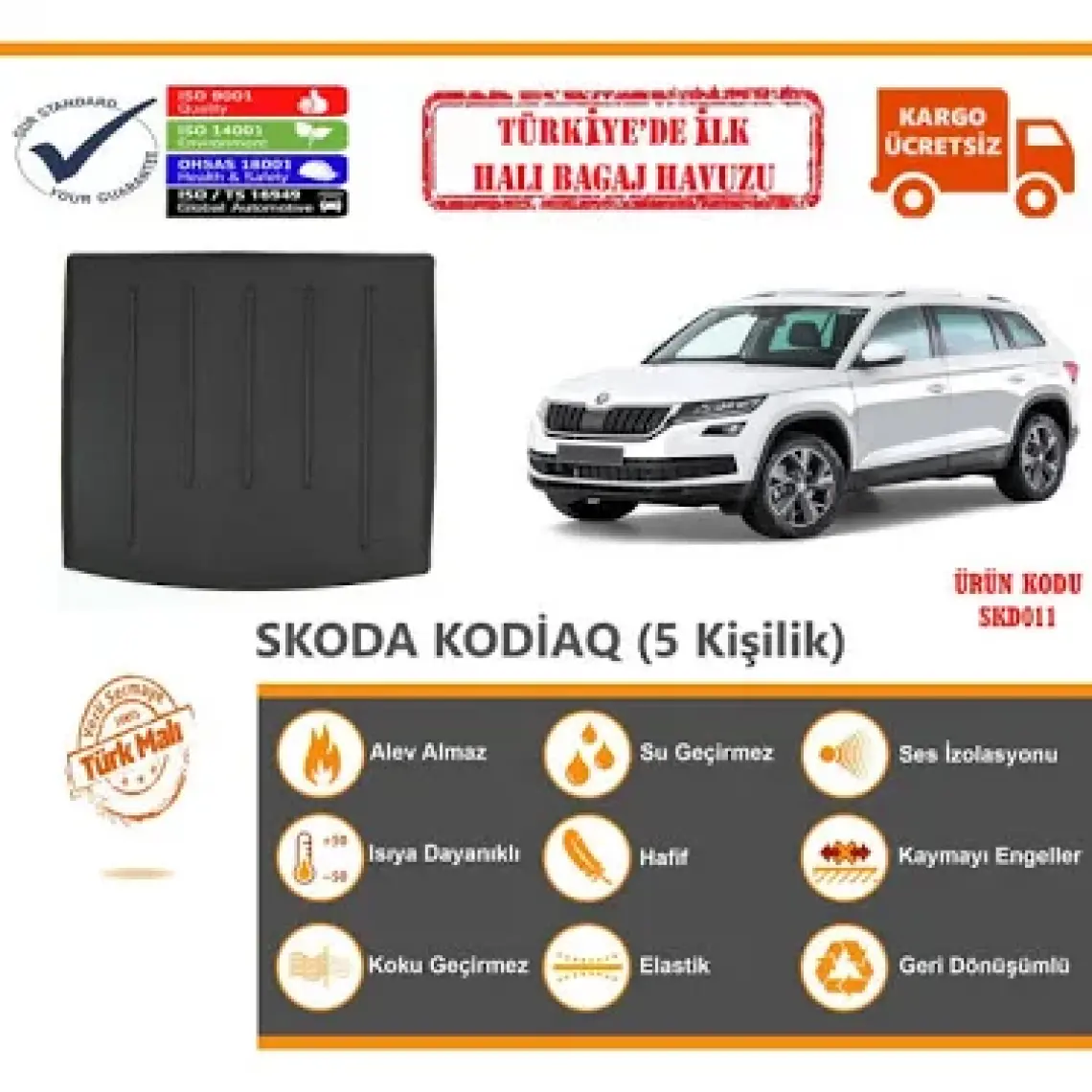 Öz-İş Skoda Kodiaq Halı Bagaj Havuzu (5 Kişilik)