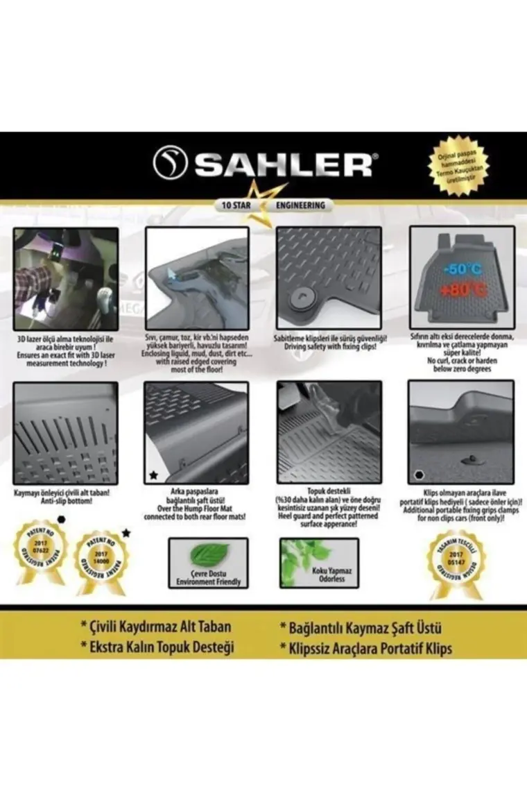 Sahler Toyota Auris 2007-2012 Uyumlu 4.5D Premium Havuzlu Oto Paspas- Auris
