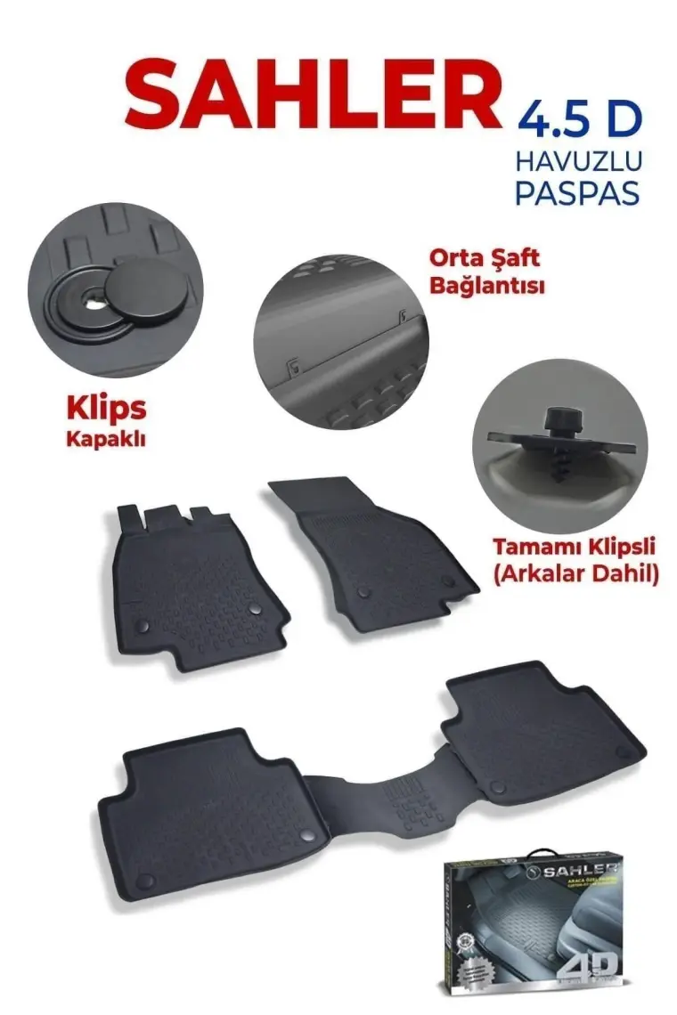 Sahler Toyota Auris 2007-2012 Uyumlu 4.5D Premium Havuzlu Oto Paspas- Auris