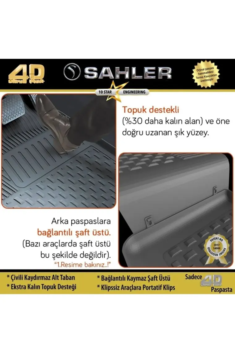 Sahler Renault Megane 4  2016 ve Sonrası 4.5D Havuzlu Paspas Siyah