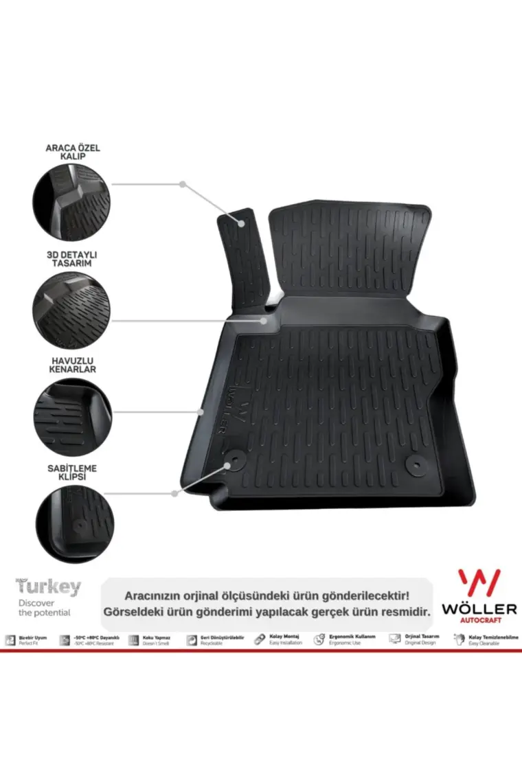 Wöller Volkswagen Caddy Paspas 2010 2015 Arası 3D Havuzlu Wöller Paspas