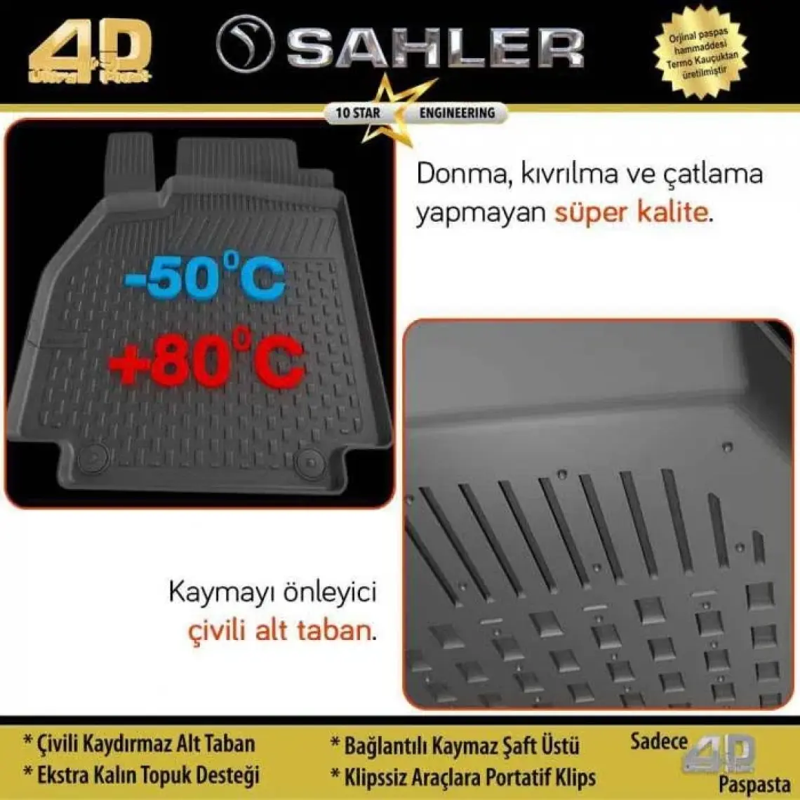 Sahler Ford Focus 4  2019-2022   4.5D Havuzlu Paspas Siyah