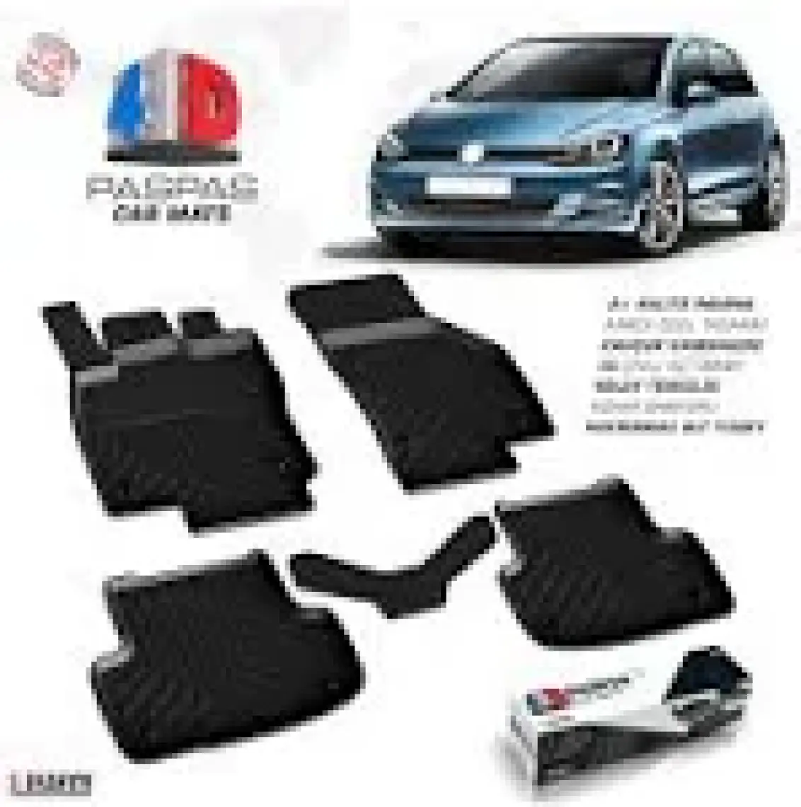 S-Dizayn Volkswagen Golf 7 4D Havuzlu Paspas 2013-2020 A+ Kalite