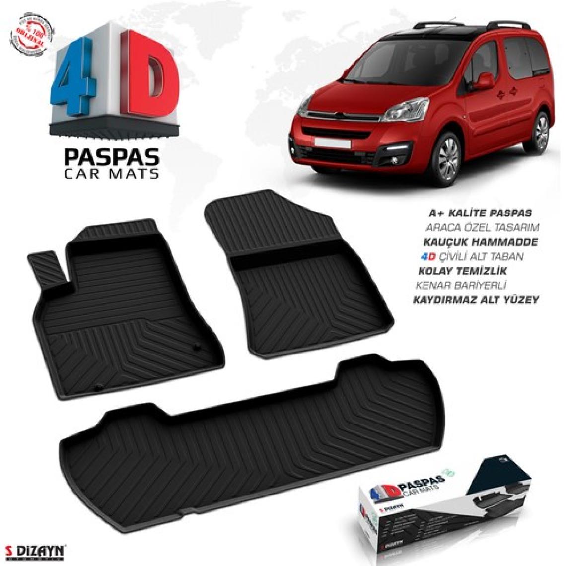 S-Dizayn S-Dizayn Citroen Berlingo 4D Havuzlu Paspas 2008 -2018 90 HP A+Kalite