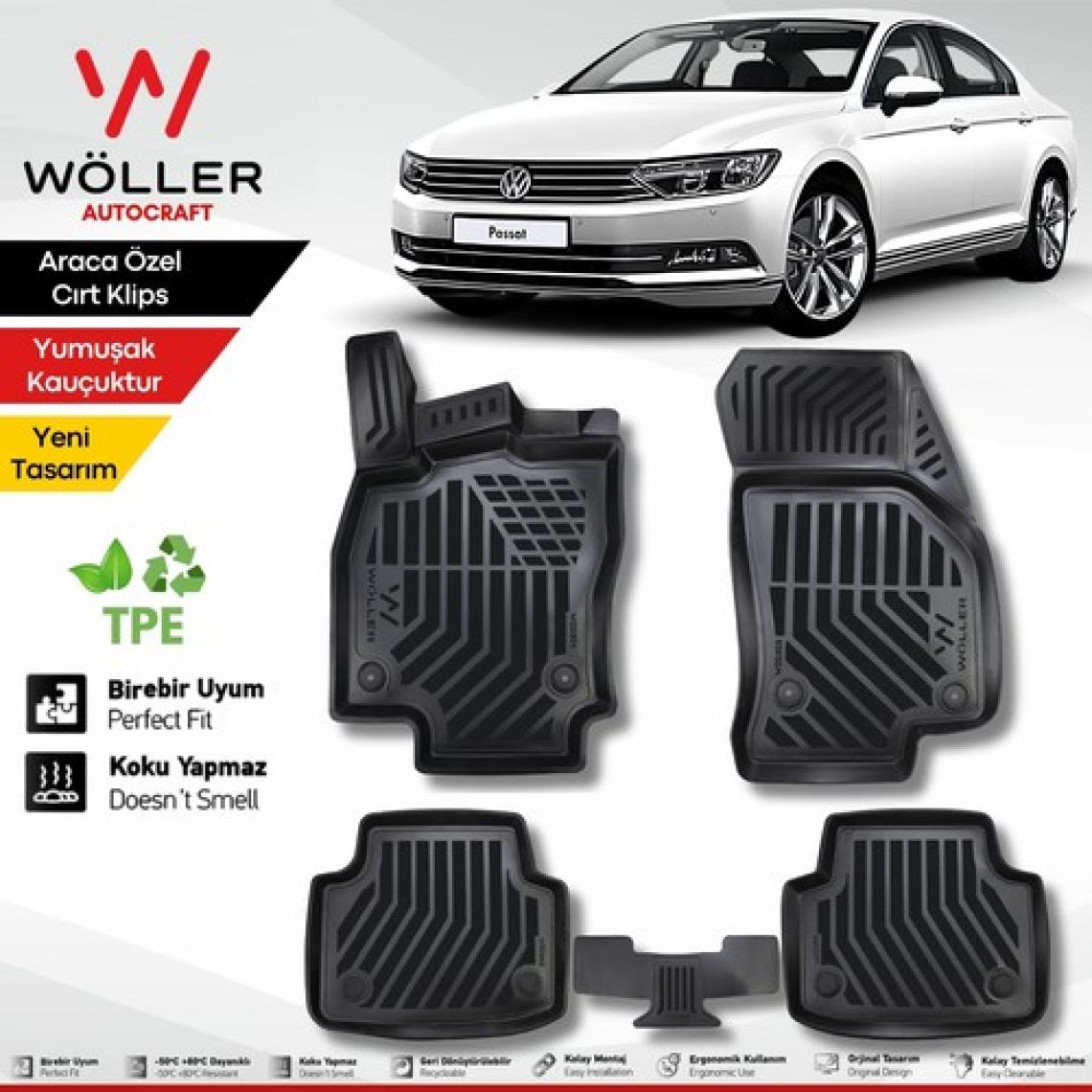 Wöller Vw Passat B8 Paspas 2015 2023 Arası 3D Havuzlu Wöller Paspas