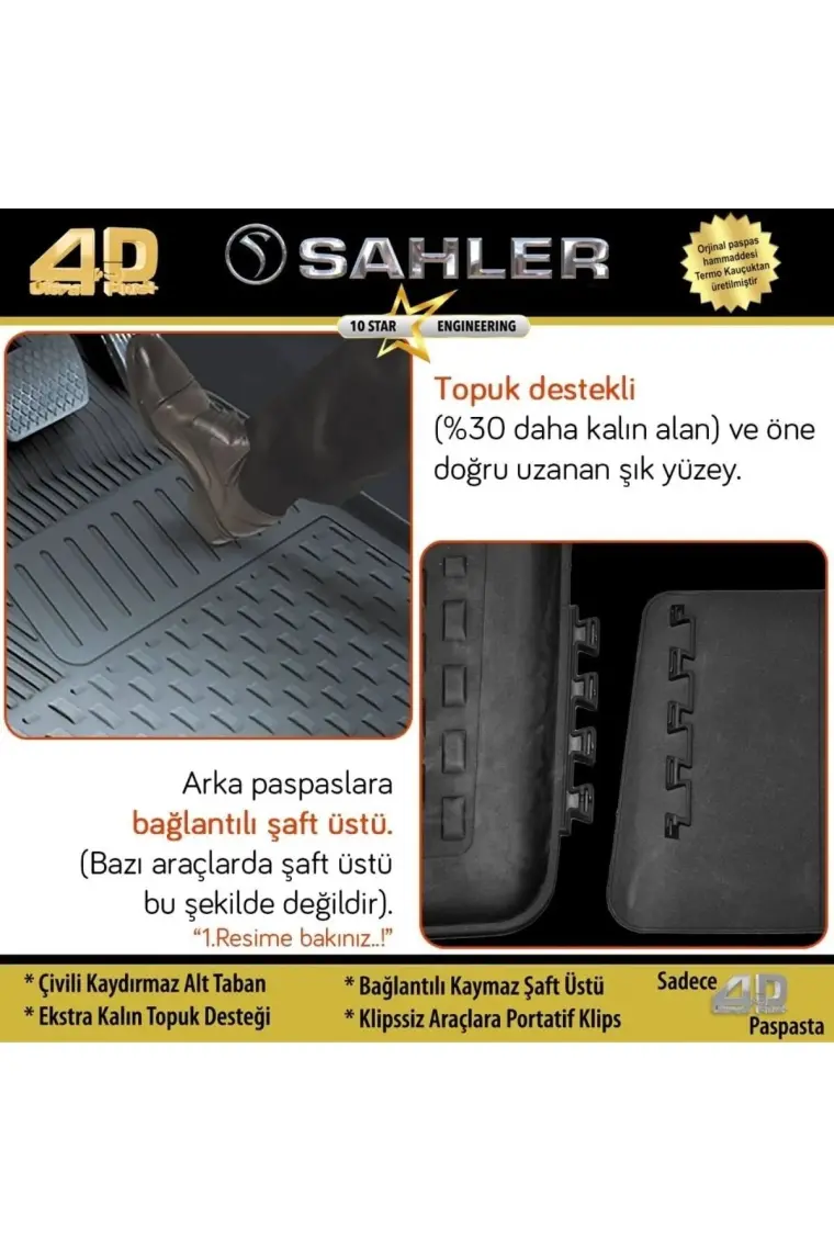 Sahler Volkswagen  T-Roc 2019+   4.5D  Havuzlu Paspas Siyah