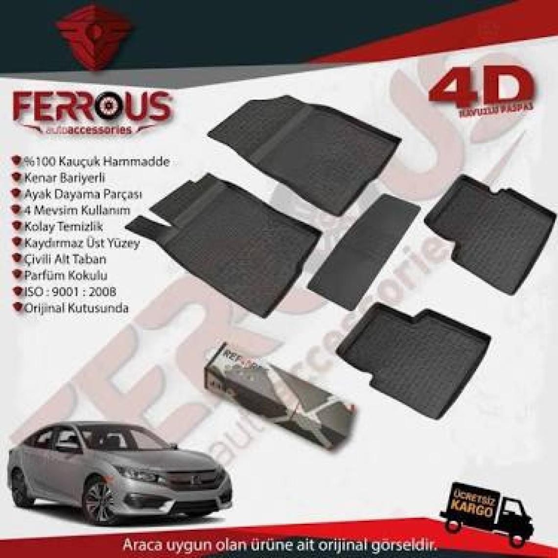 Refref Honda Civic Sedan Refref 4d Havuzlu Paspas 2016 ve Üstü Siyah