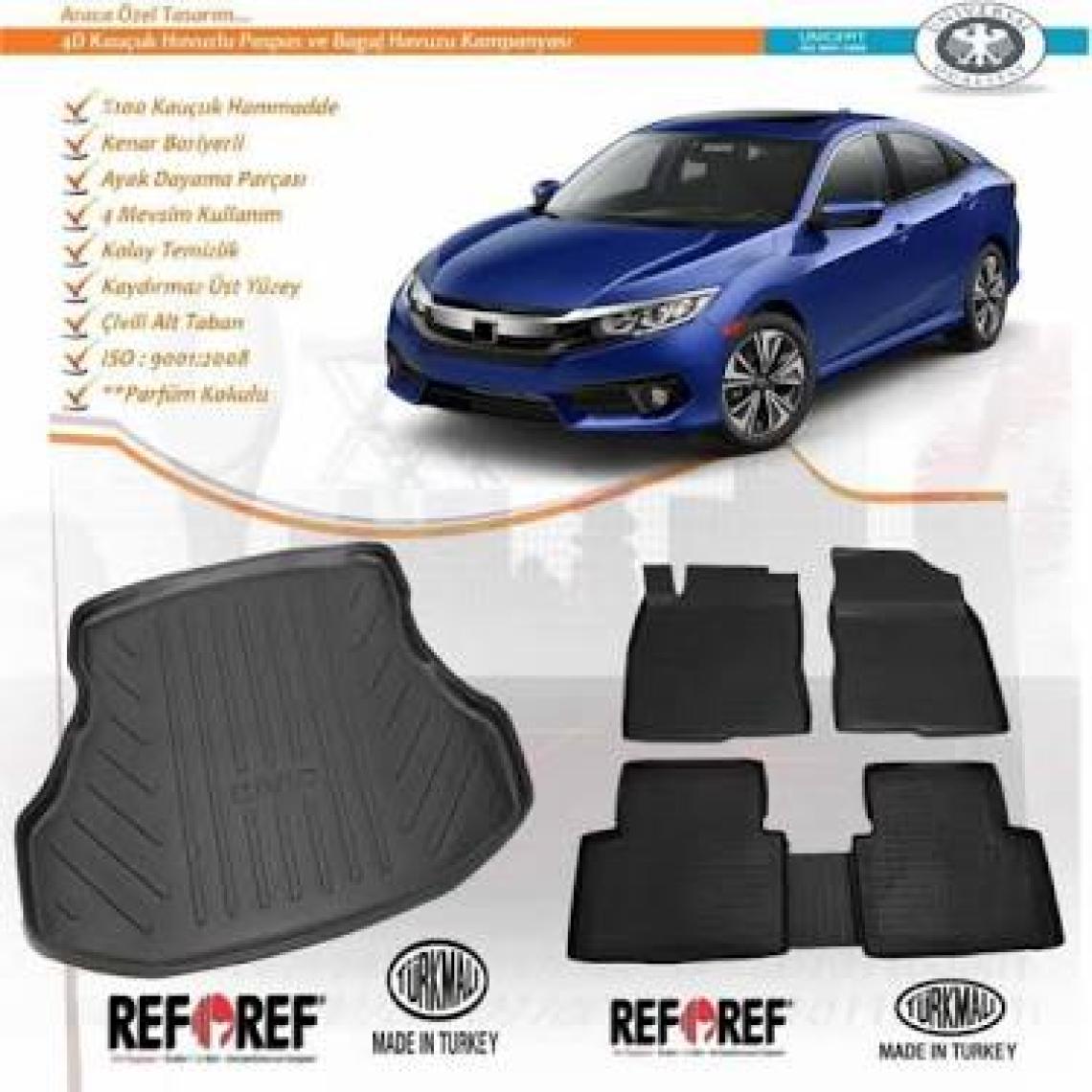 Refref Honda Civic Sedan Refref 4d Havuzlu Paspas 2016 ve Üstü Siyah