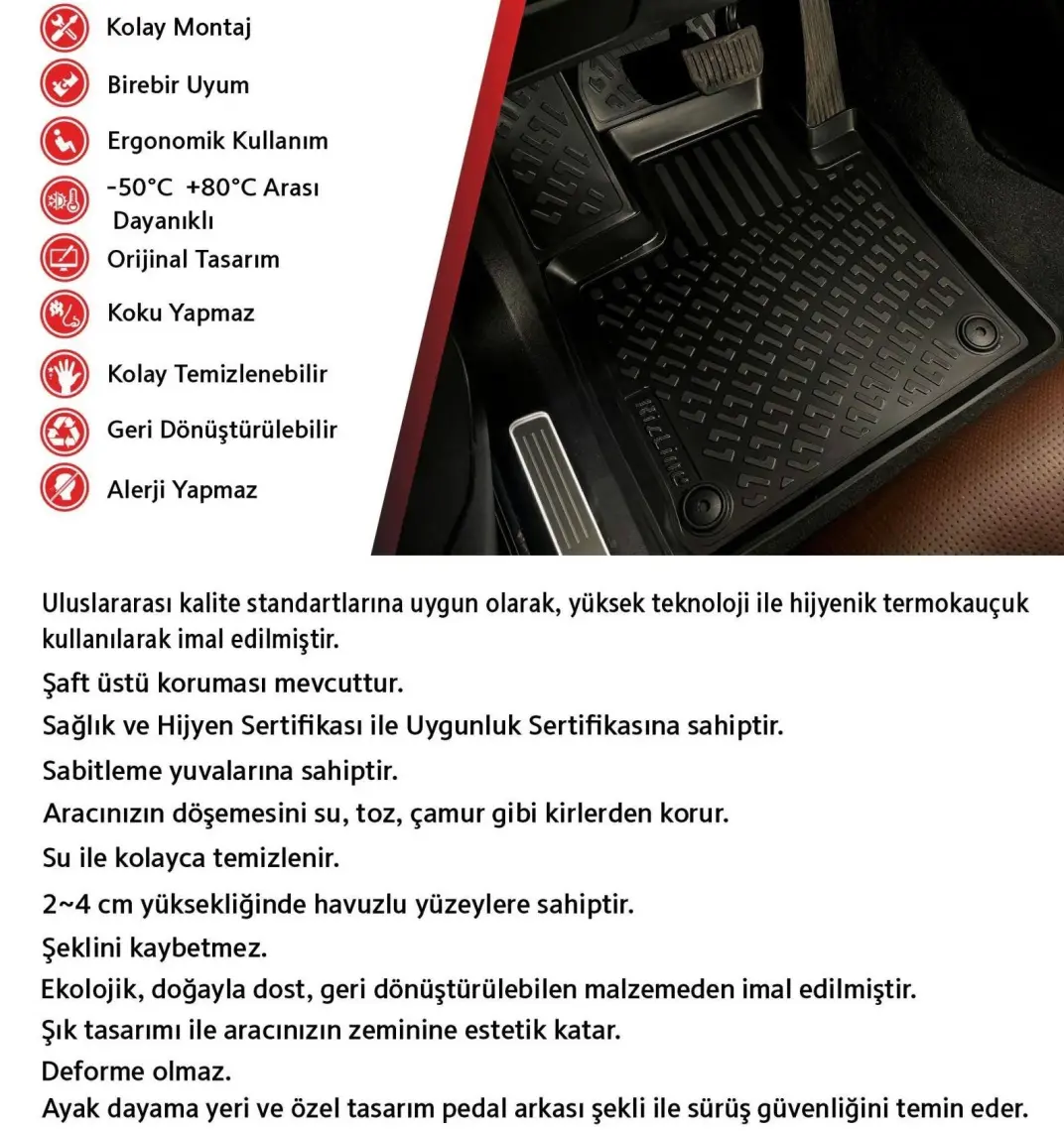 Rizline Citroen  C4 Rizline DS4 2011-2018 Sonrası  3D Havuzlu Paspas Siyah
