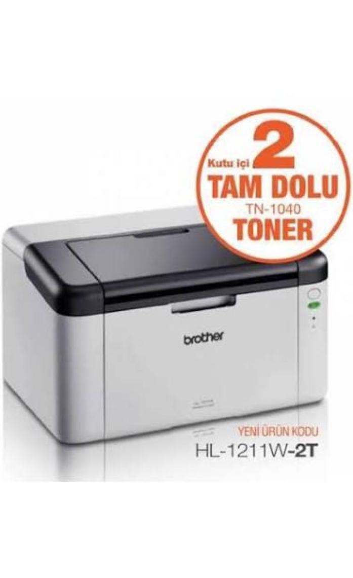 Brother HL-1211W-2T Mono Lazer USB/Wi-Fi A4 Yazıcı -  2 Tam Dolu Tonerli