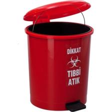 Safell Tıbbi Atık Çöp Kovası Pedallı 40 Litre - Kırmızı Tıbbi Atık Kovası Çift Kovalı - Isıya Dayanıklı