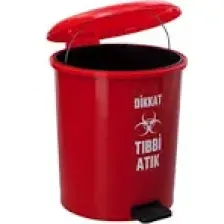 Safell Tıbbi Atık Çöp Kovası Pedallı 35 Litre - Kırmızı Tıbbi Atık Kovası Çift Kovalı - Isıya Dayanıklı