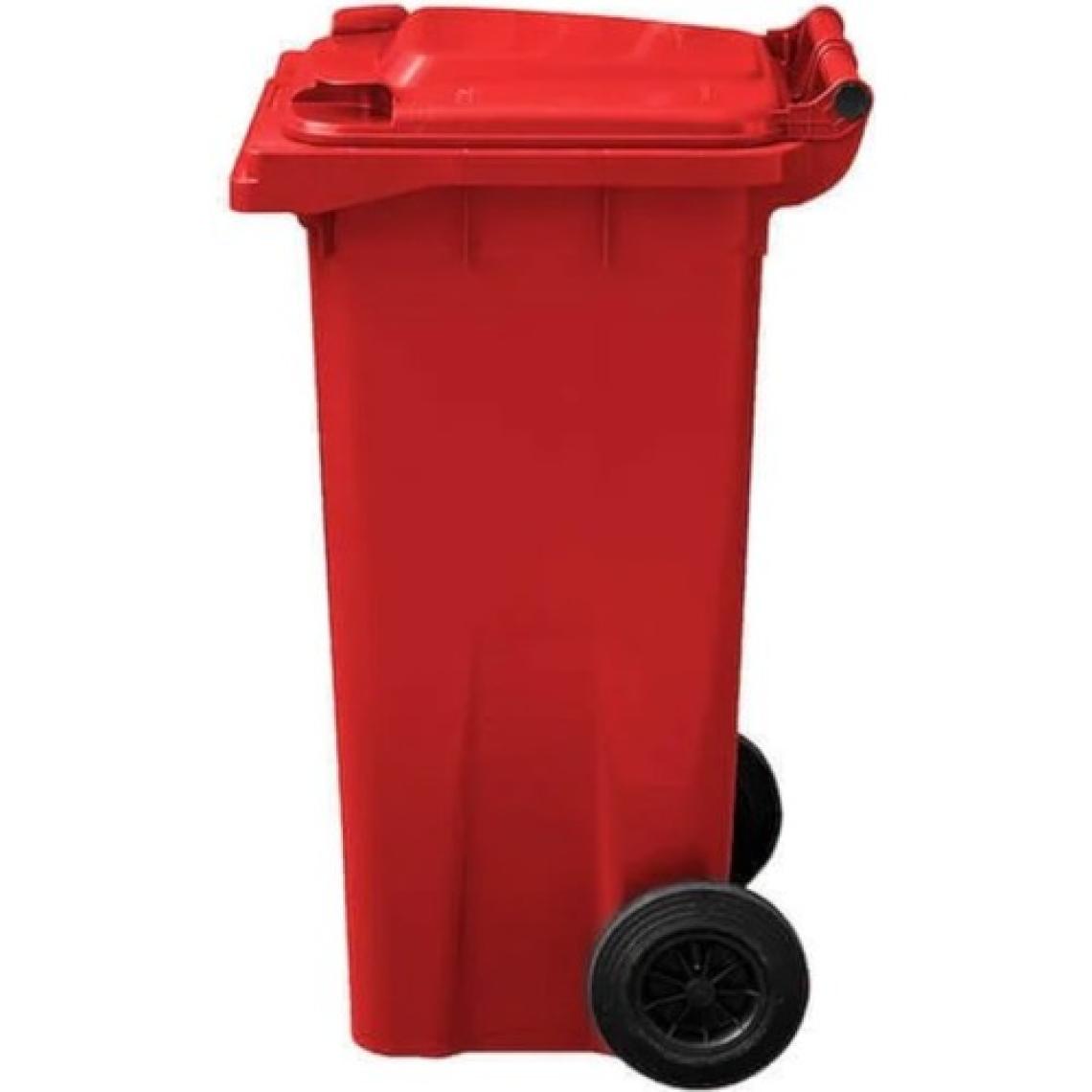 MCK Plus Mck  Kırmızı Plastik Çöp Konteyneri 120 Litre Konteyner - A+ Isıya Karşı Dayanıklı Malzeme - Kırmızı