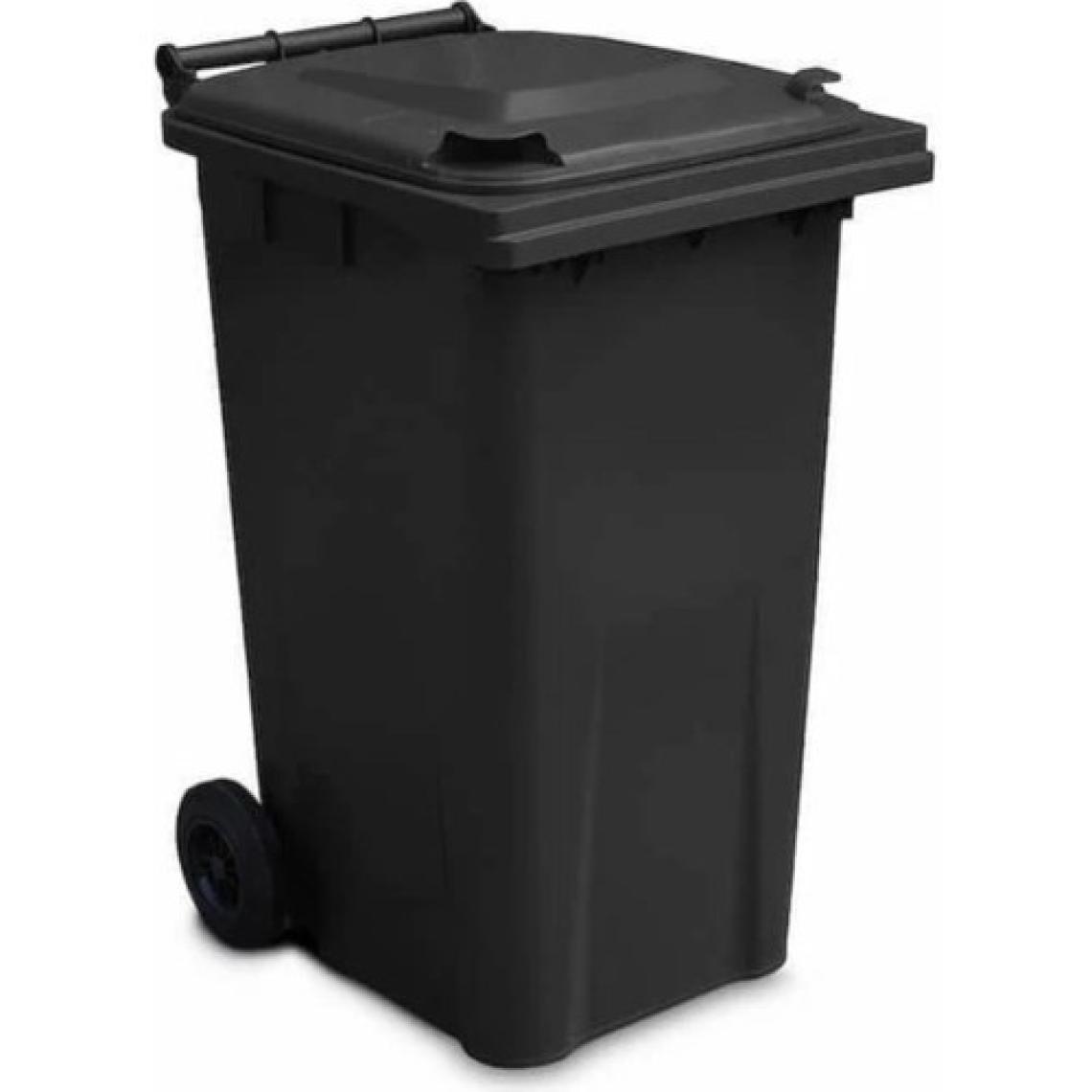 MCK Plus Mck  Siyah Plastik Çöp Konteyneri 240 Litre Konteyner - A+ Isıya Karşı Dayanıklı Malzeme - Siyah