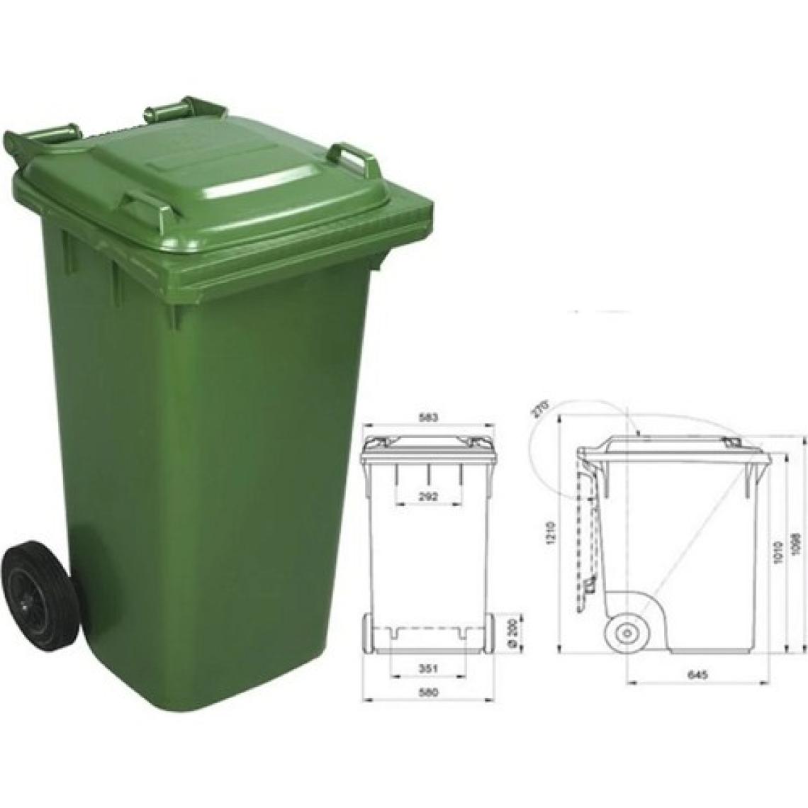 Safell Plastik Çöp Konteyneri 240 Litre Konteyner - A+ Isıya Karşı Dayanıklı Malzeme - Yeşil