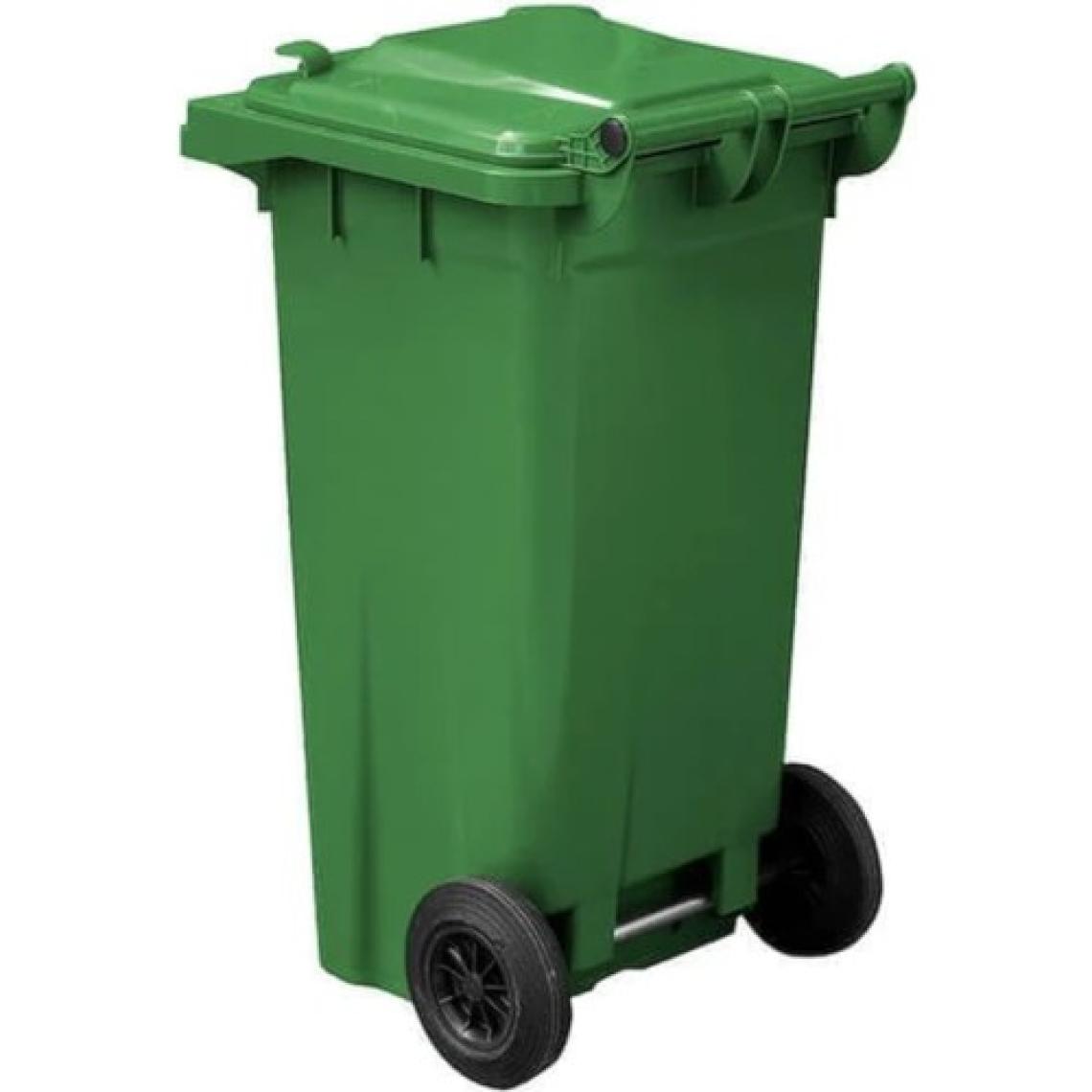 MCK Plus 1 Adet Yesil Plastik Çöp Konteyneri 120 Litre - Isıya Karşı Dayanıklı Copcu Faras Takimli