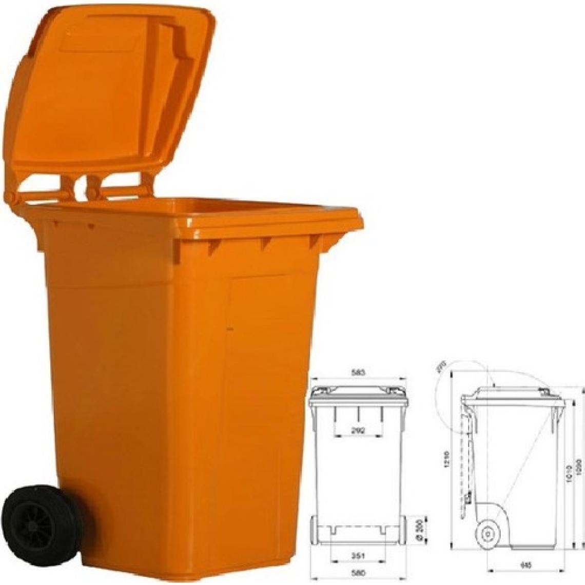Safell Plastik Çöp Konteyneri 240 Litre Konteyner - A+ Isıya Karşı Dayanıklı Malzeme - Turuncu