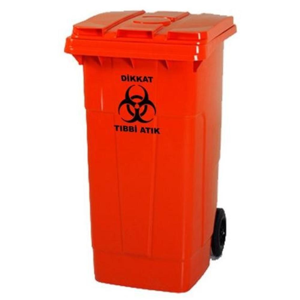Arslan Plastik Tıbbi Atık Çöp Konteyneri 120 Lt- Kırmızı