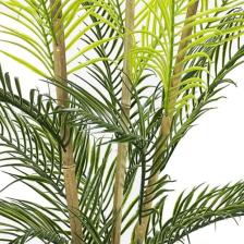 Nettenevime Yapay Çiçek Areka Ağacı Palmiye Ağacı Bambu Saplı Gümüş Saksılı Salon Çiçeği 18 Yaprak 85 cm