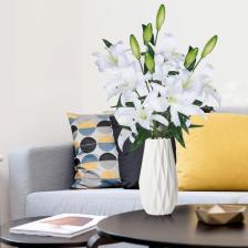 Refox 3lü Set Yapay Çiçek Beyaz Lilyum 3 Kafalı Uzun Dal Çiçek Zambak Lily Flowers 80CM