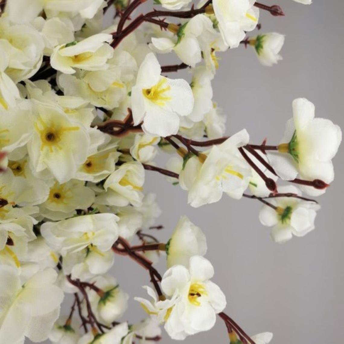 Yapay Ağaç Bahar Dalı Japon Kiraz Çiçeği Beyaz Plastik Saksılı 90 cm Beyaz