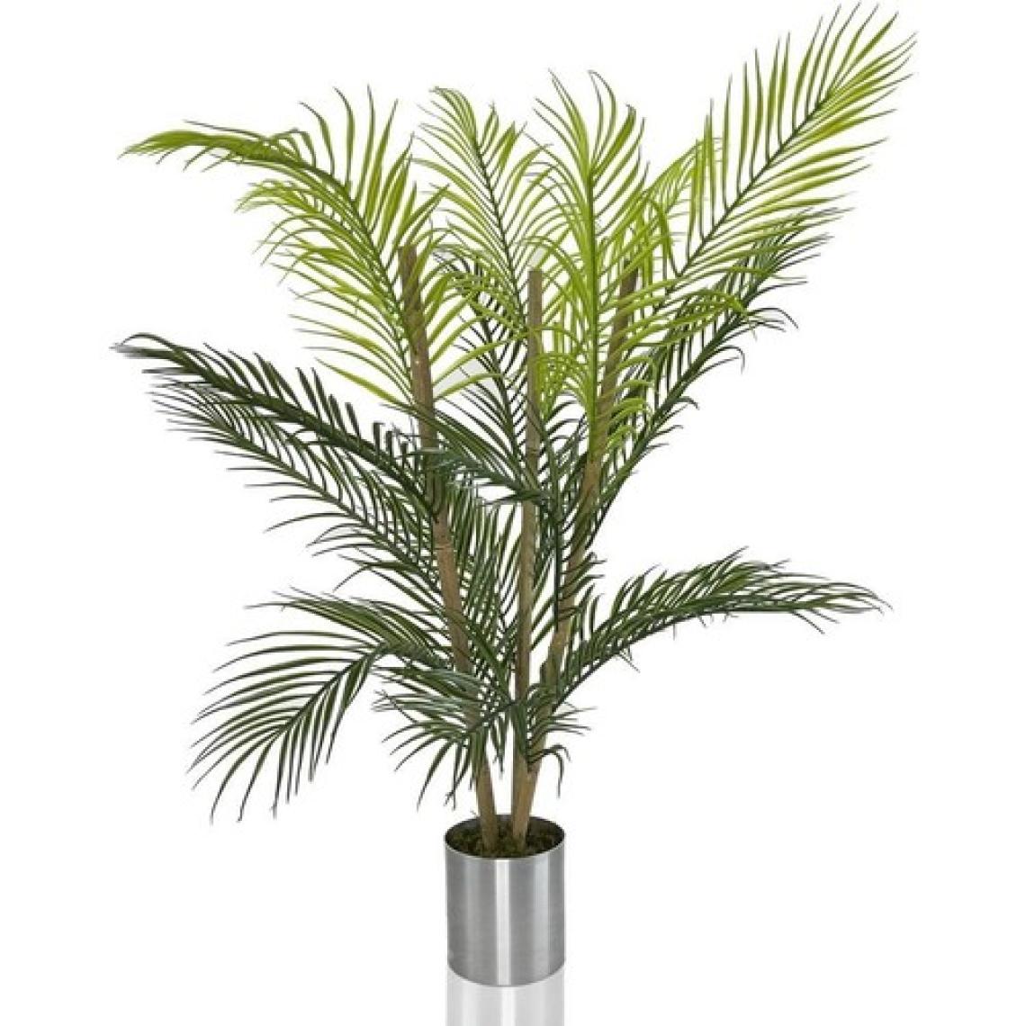 Nettenevime Yapay Çiçek Areka Ağacı Palmiye Ağacı Bambu Saplı Gümüş Saksılı Salon Çiçeği 18 Yaprak 85 cm