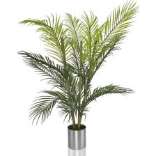 Nettenevime Yapay Çiçek Areka Ağacı Palmiye Ağacı Bambu Saplı Gümüş Saksılı Salon Çiçeği 18 Yaprak 85 cm