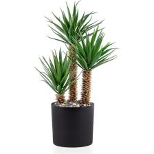 Çiçekmisin Siyah Saksıda Üç Dal Yapay Kaktüs Aloevera