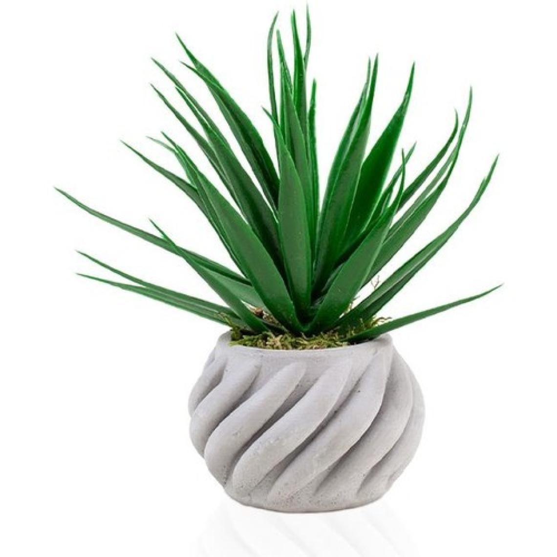 Çiçekmisin Kıvrımlı Beton Saksıda Yeşil Yapay Kaktüs Aloevera