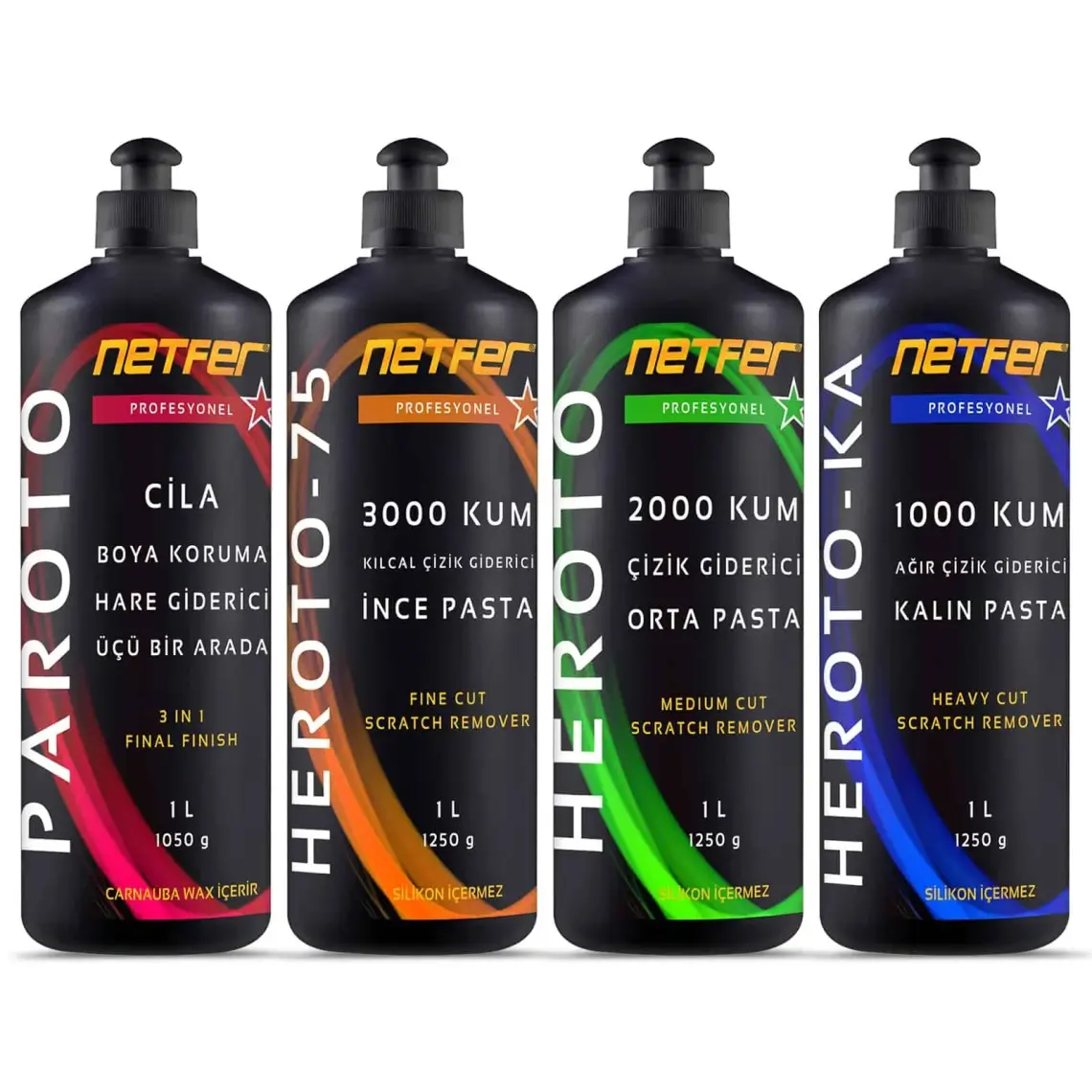 Netfer 4'lü Çizik Giderici Pasta Cila Set - 4x1 L