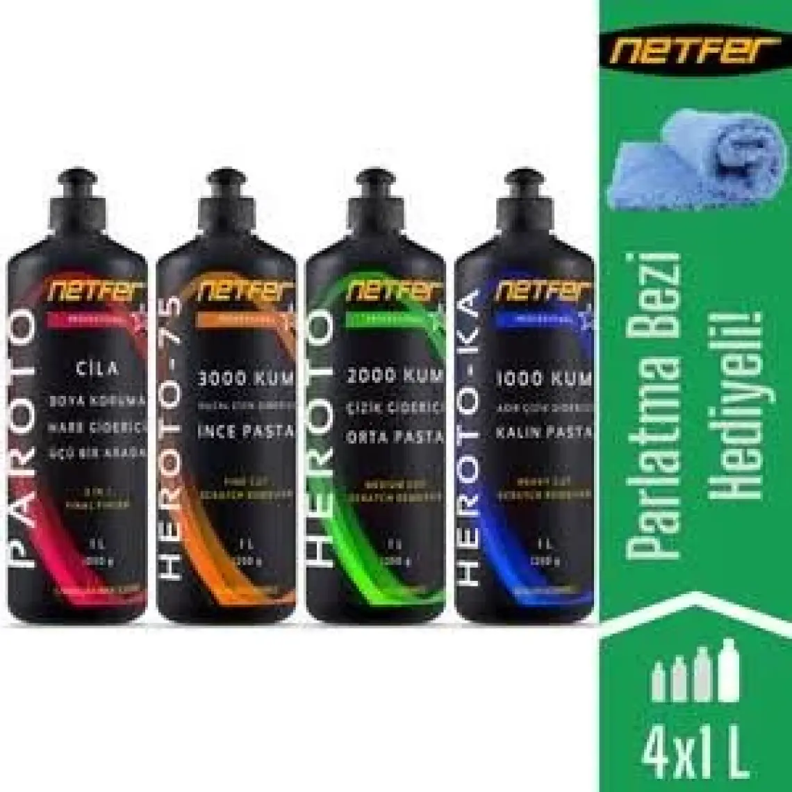 Netfer 4'lü Çizik Giderici Pasta Cila Set - 4x1 L