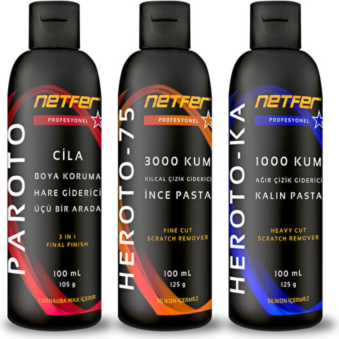 Netfer 3'lü İnce Kalın Pasta Cila Set - 3x100 mL
