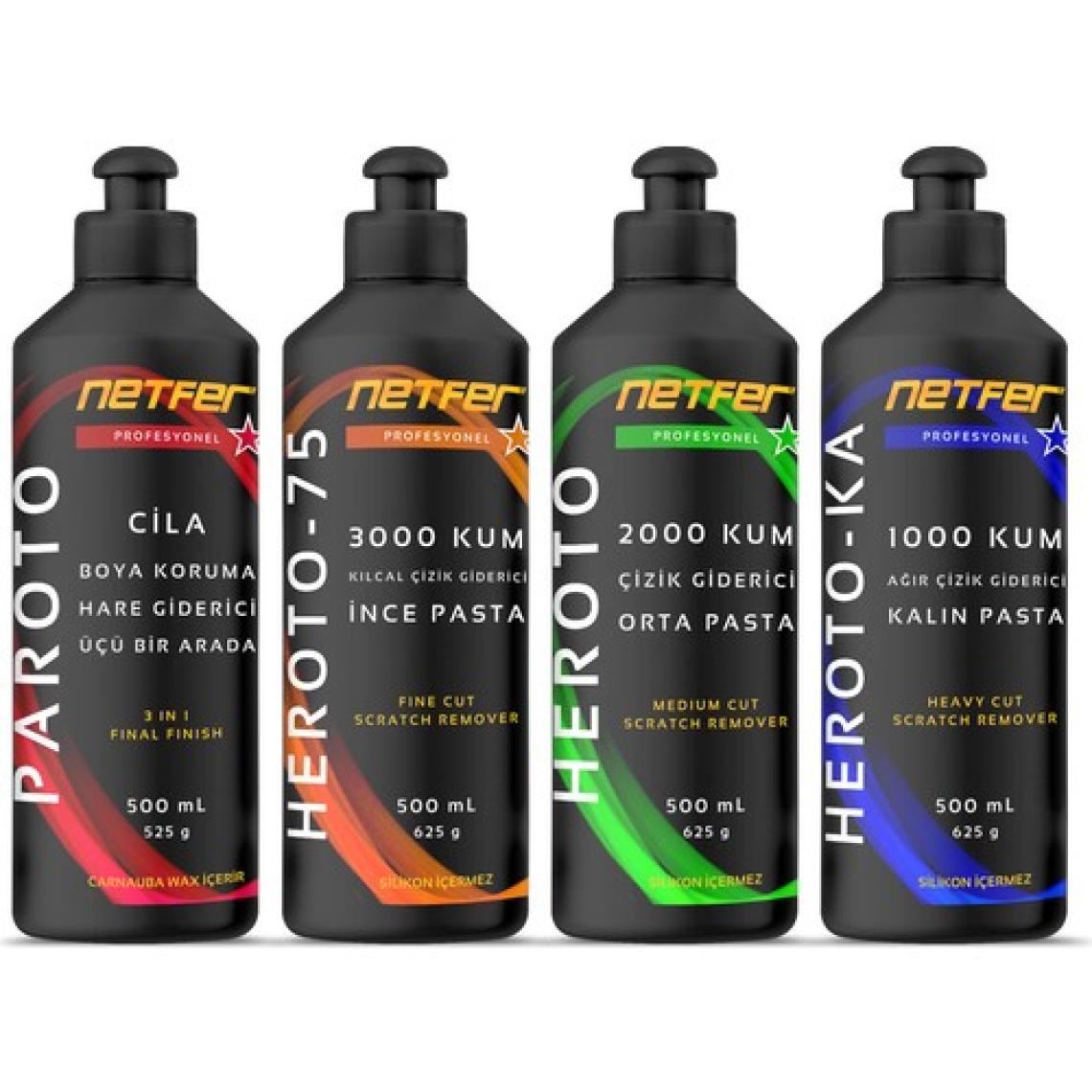 Netfer 4'lü Çizik Giderici Pasta Cila Set - 4x500 mL