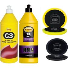 Farecla G3 Pasta 1lt + G3 Wax Cila 1 Lt + Cırtlı Sarı-Siyah Pasta Cila Süngeri