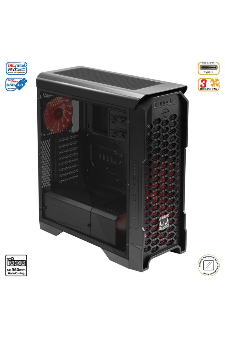 Green Strıker Midtower 3X120MM Fan Siyah Bilgisayar Kasası 6X120MM Fan Desteği (Psuyok)