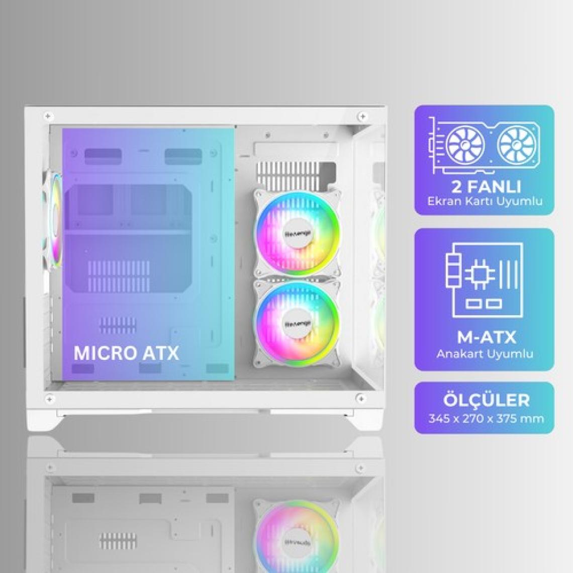 Revenge Nova 3 Rgb Fanlı Temperli Cam Panel Boş M-Atx Gaming Oyuncu Bilgisayar Kasası