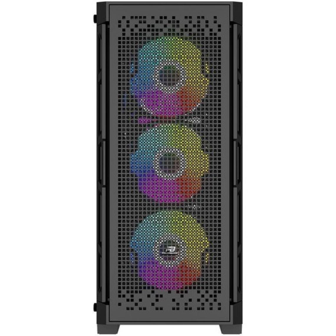 Powerboost PB-PS7840B 600W Temperli Camlı 4*12CM Rainbow Fanlı Mesh Mid-T Atx Gaming Siyah Kasa