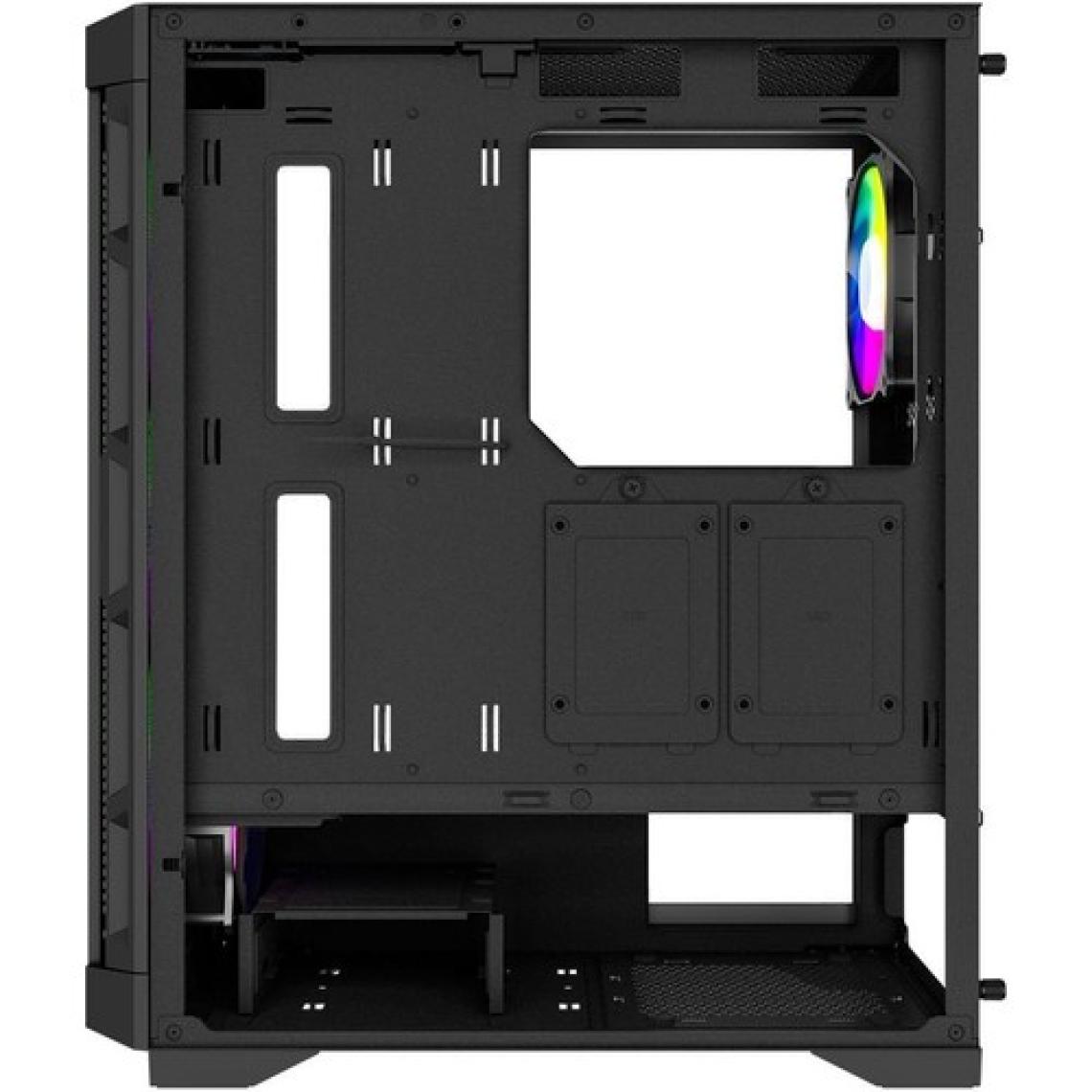 Powerboost PB-PS7840B 600W Temperli Camlı 4*12CM Rainbow Fanlı Mesh Mid-T Atx Gaming Siyah Kasa
