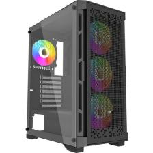 Powerboost PB-PS7840B 600W Temperli Camlı 4*12CM Rainbow Fanlı Mesh Mid-T Atx Gaming Siyah Kasa