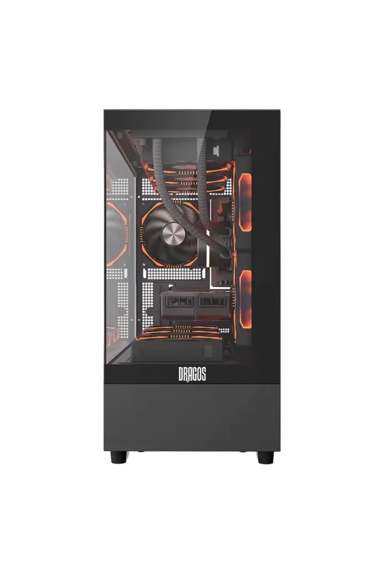 Dragos Basalt Pro 6x Argb Fan USB 3.0 600W 80+ Plus Matx Panoramik Temperli Cam Gaming Kasa Siyah