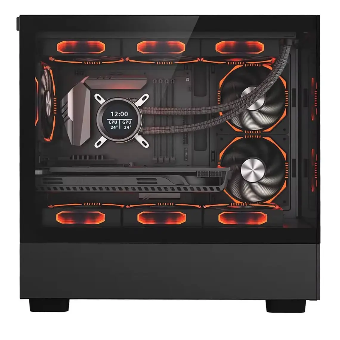 Dragos Basalt Pro 6x Argb Fan USB 3.0 600W 80+ Plus Matx Panoramik Temperli Cam Gaming Kasa Siyah